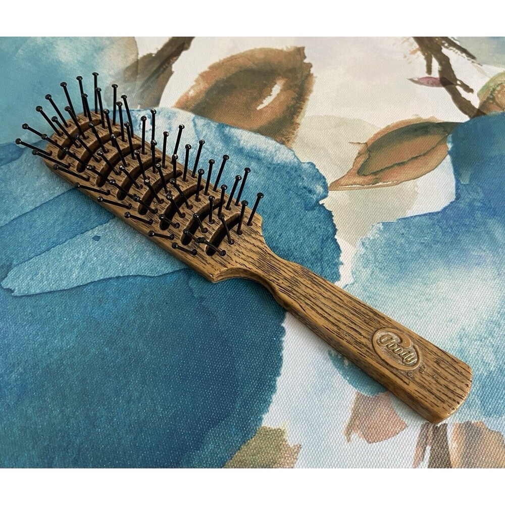 Vintage Goody Woodgrain 8" Detangle Vented Blow Dry Hairbrush Made In USA